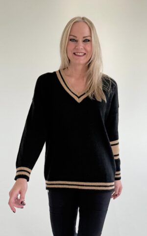 Strickpulli Modell Yvonne<span> - </span>Schwarz / Beige, 3-4 / 40-42