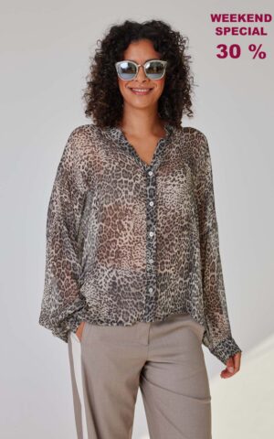 Bluse Modell Alicia<span> - </span>Leo Greige Mini, 3-4 / 40-42