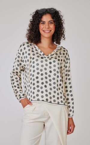 Hoodiebluse Modell Fabienne<span> - </span>Pois Grey Maxi, 5 / 44