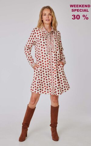 Kleid Modell Megan<span> - </span>Pois Cognac Maxi, 1 / 36