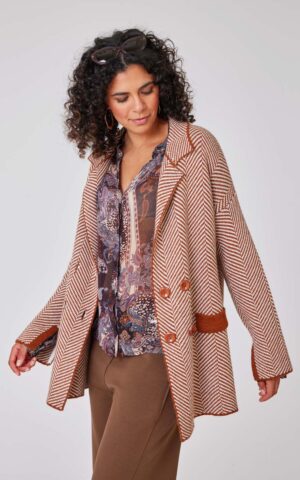 Strickjacke Modell Patrizia<span> - </span>Cognac / Natur, 3-4 / 40-42