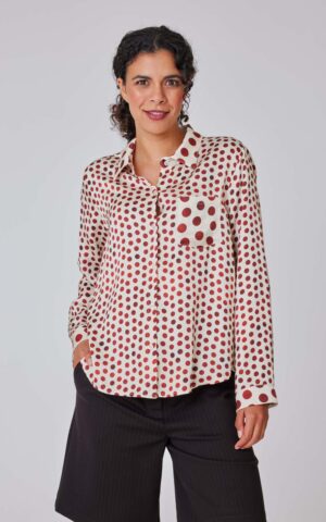 Bluse Modell Viola<span> - </span>Pois Cognac Maxi, 1-2 / 36-38