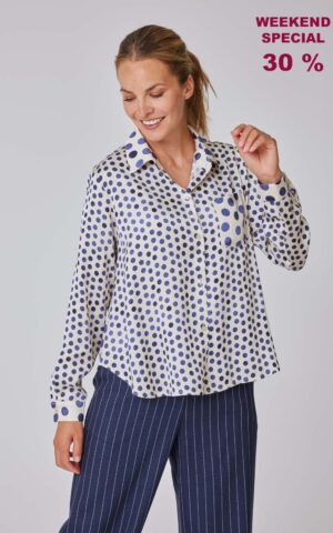 Bluse Modell Viola<span> - </span>Pois Indigo Mini, 5-6 / 44-46