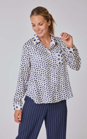 Bluse Modell Viola<span> - </span>Pois Indigo Mini, 5-6 / 44-46