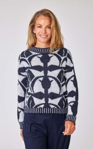 Strickpulli Modell Kirsten<span> - </span>Blau / Natur, 3-4 / 40-42