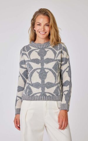Strickpulli Modell Kirsten<span> - </span>Grau / White Swan, 3-4 / 40-42